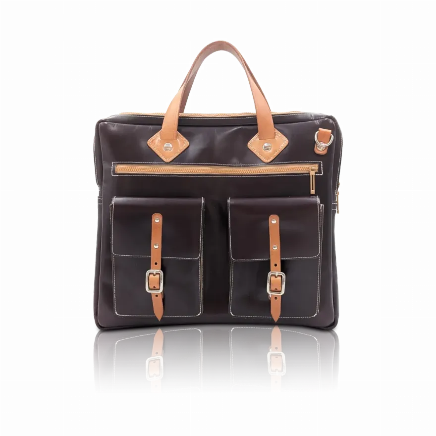 Restored business bag in bordeaux-cognac