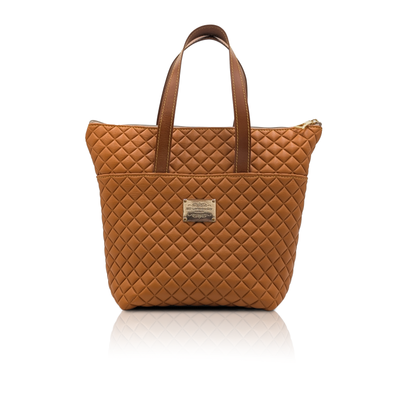 Shopper “BiVi” in pelle arancione mediterraneo | Shopping bag con tasca interna ed esterna
