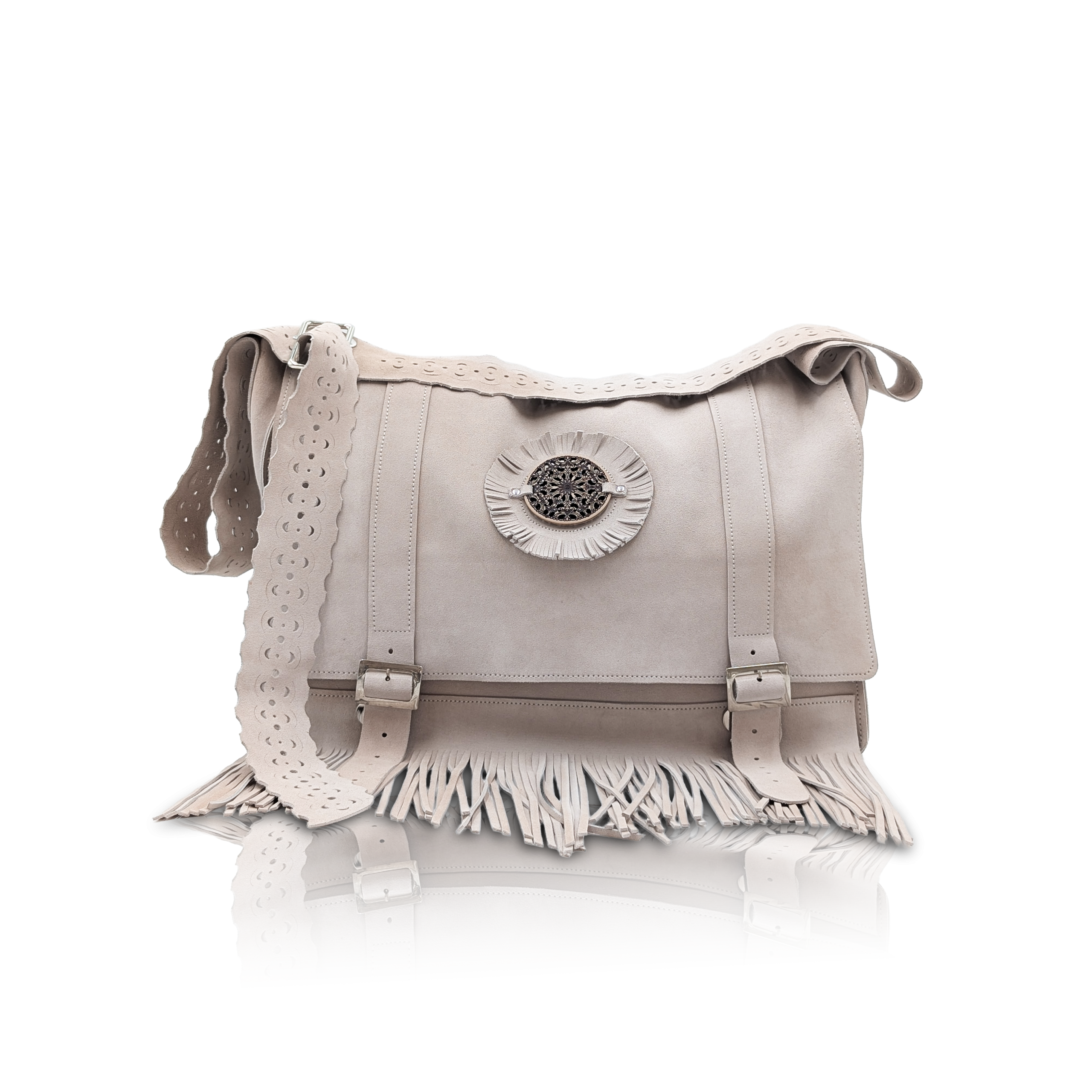 Schultertasche “Avana” in pelle scamosciata beige | Borsa a spalla per tempo libero e business