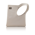 Schultertasche „Oli“ weiss | Rindsleder mit Kroko-Print, handgefertigt