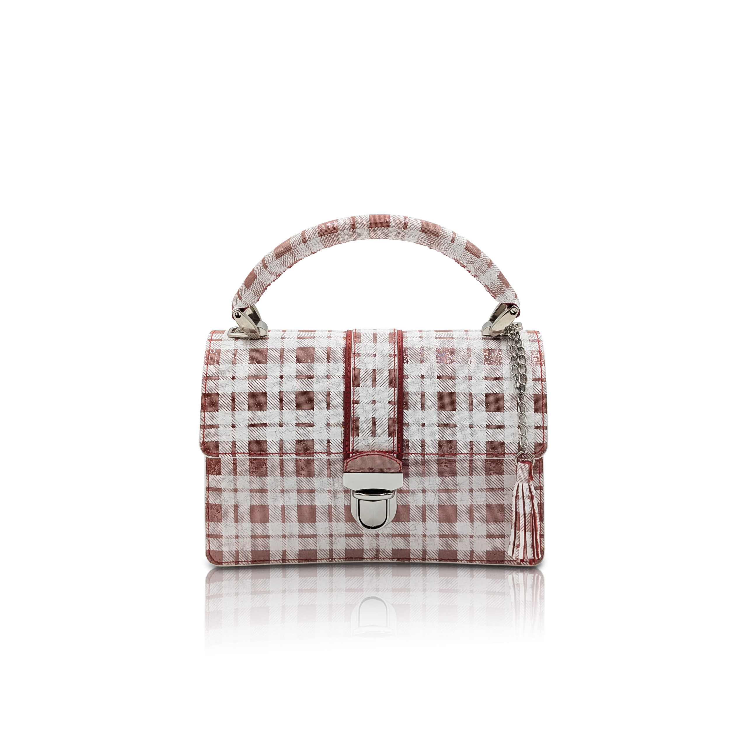 “Fresh Summer” Calf Leather Handbag | White-Red-Silver