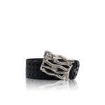 “Brilly” Elegant Black Leather Belt | Bottolato Leather & Zirconia Buckle