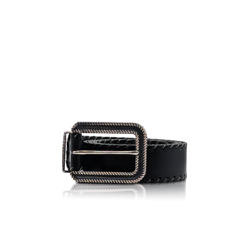 Ledergürtel „Orlat“ in Schwarz | Mit Schräg-Handstich, handgefertigt