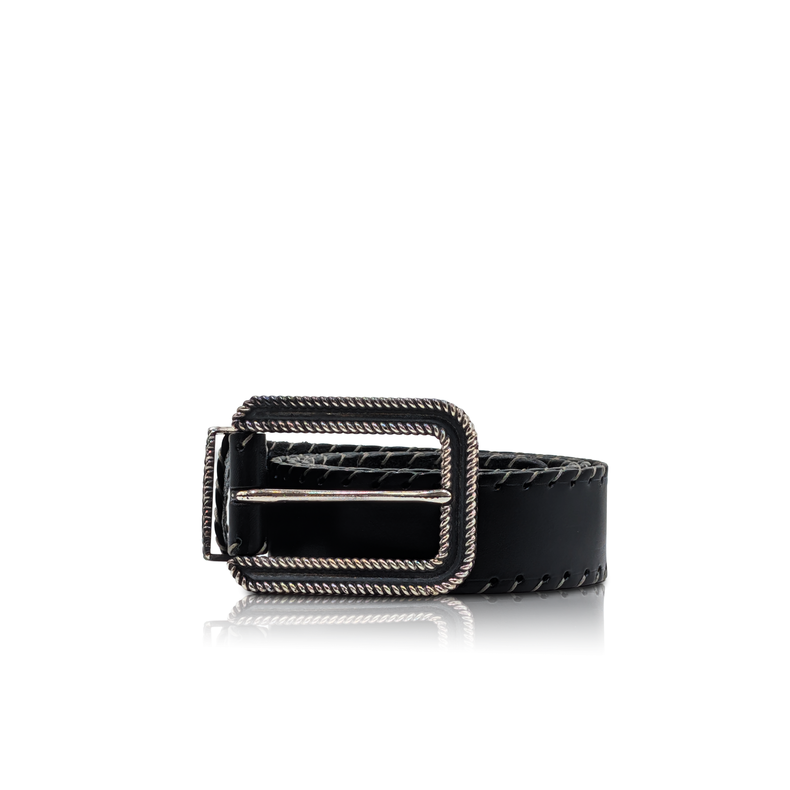 Ledergürtel „Orlat“ in Schwarz | Mit Schräg-Handstich, handgefertigt