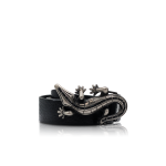 Cintura in vera pelle nera “Onix-Eide” | Fibbia Onix a forma di lucertola