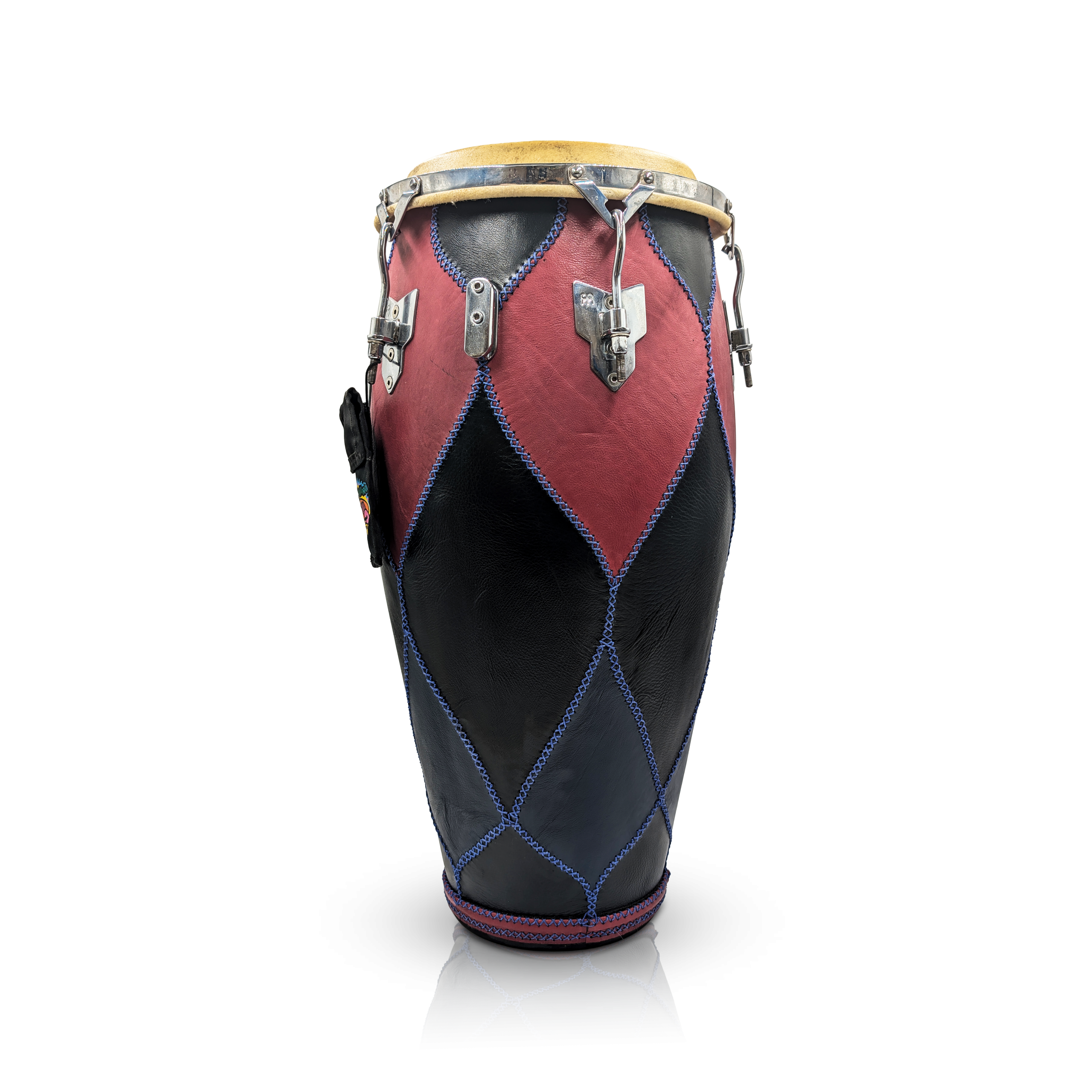 Congas aus Rindsleder schwarz-dunkelrot aus Kenia | Originales Musikinstrument