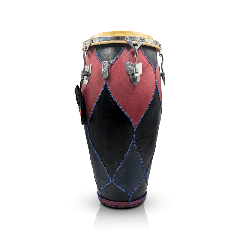 Congas aus Rindsleder schwarz-dunkelrot aus Kenia | Originales Musikinstrument