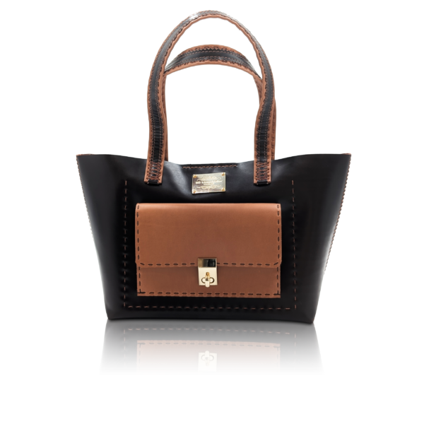 Shopper “Ilaria” in pelle bordeaux con tasca frontale effetto cocco