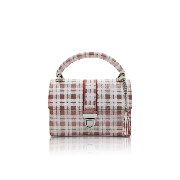 Borsa “Fresh Summer” in pelle di vitello bianco-rosso-argento