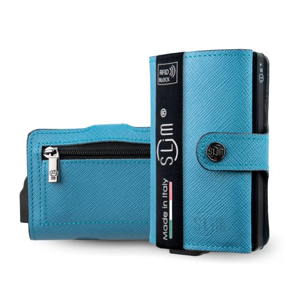 Portafoglio SLim Saffiano Azzurro