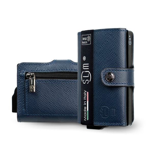 Portafoglio SLim Saffiano Blu