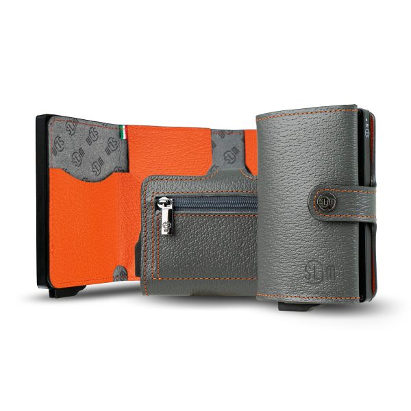Portafoglio SLim Cinghialino Grigio e Arancio